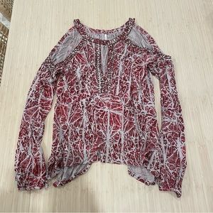 Free people beaded cold shoulder long sleeve blouse xs
